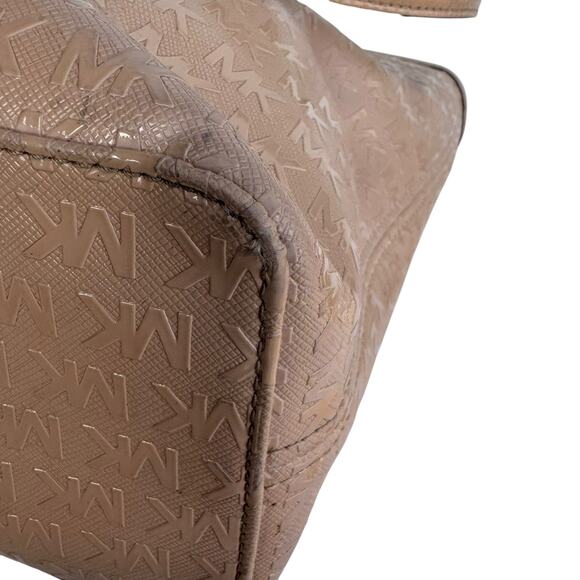 Michael Kors Signature Tan Patent Leather Double-Handle Tote Bag - Picture 11 of 16